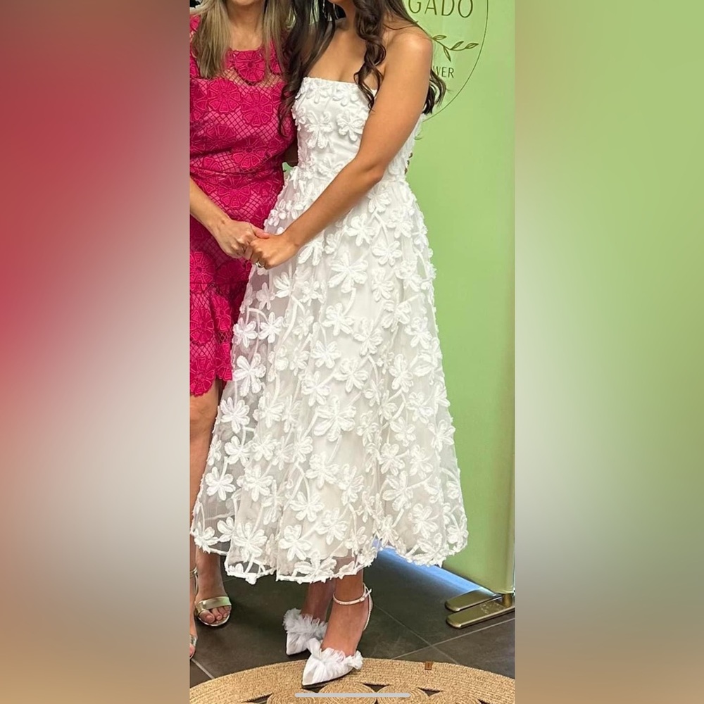 Showpo White Rheiva Floral Midi Dress Bridal Dress